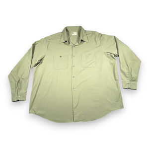 Vintage Sears Shirt Adult 2XL XXL Green Industrial Workwear Sage Perma Prest 70s